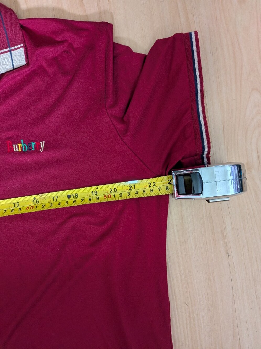Burberry London Polo Shirt Men's XXL Burgundy Nova Check Trim Short Sleeve - Picture 2 of 5